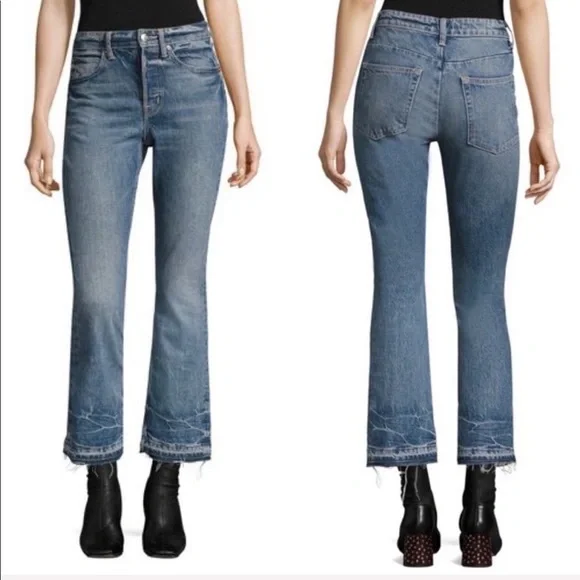 Helmut Lang Tacked Crop Flare Jeans - Picture 1 of 9